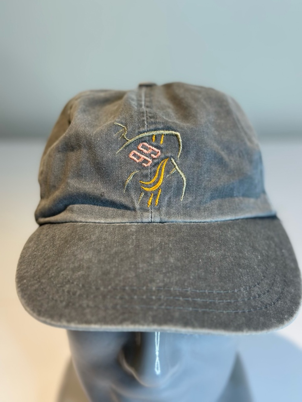 Washed Gray Embroidered Baseball Cap - Women's Casual Hat
